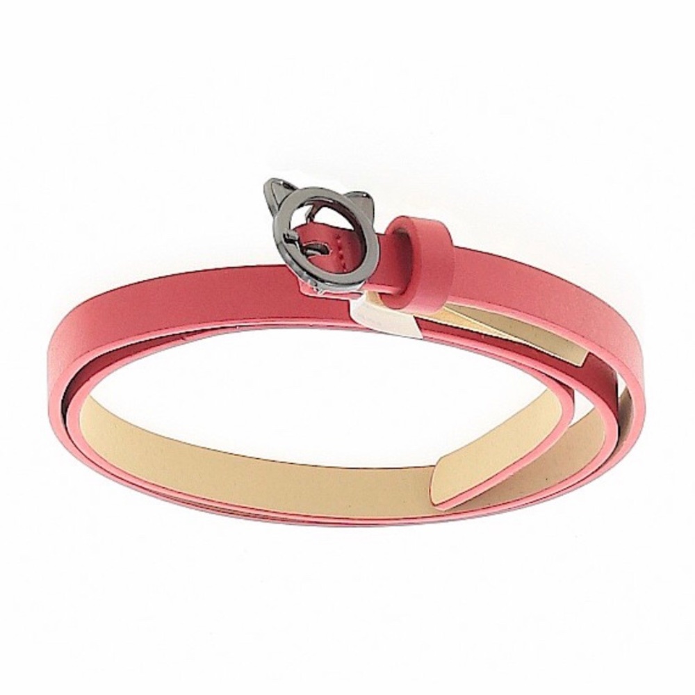 NEW Kitty Cat Buckle Red Skinny Belt